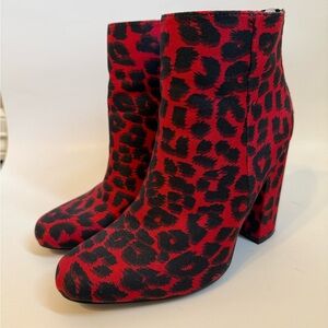 Stylish Red Leopard Print Ankle Boots